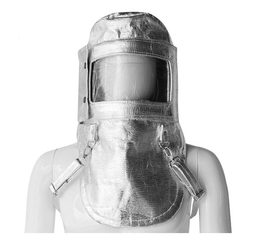 防火隔热头罩铝箔耐1000度劳保防烫隔热冶金 防火隔热面罩 焊接头罩 银白